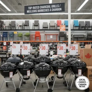 Top-rated charcoal grills available in Canada for under $300 at major home and garden retailers.