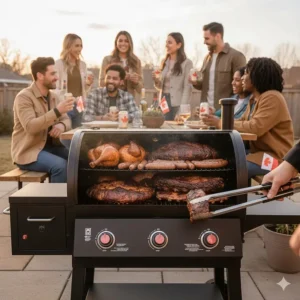 A budget pellet grill under $800 with enough grilling space for a large family gathering or May Two-Four weekend BBQ.