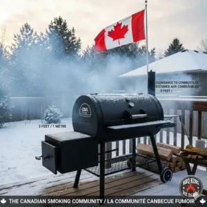 A BBQ King / Roi du BBQ graphic illustrating the bilingual nature of the Canadian smoking community.