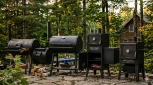 Comparison of affordable offset and vertical smoker brands available in Canada. / Comparaison des marques de fumoirs offset et verticaux abordables disponibles au Canada.
