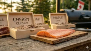 Delicate and fruity apple wood chips for smoking poultry, commonly sourced from Canadian orchards in BC and Ontario.