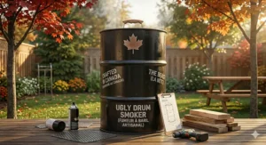 A comparison chart showing the fuel efficiency and charcoal consumption rates of a drum smoker versus a bullet smoker for a 12-hour cook.