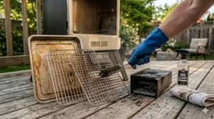 Removable chrome-plated racks and drip pan for easy cleaning after smoking meat.