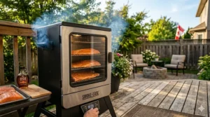 Smoking fresh Atlantic salmon fillets in an electric smoker for a classic Canadian meal.