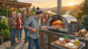 A technical cross-section analyzing the high-performance insulation required for the best pizza oven temperature retention.