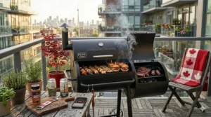 Space-saving 2-in-1 grill smoker combo design ideal for Canadian urban balconies and small patios.