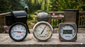 A graph comparing the heat consistency of pellet vs charcoal vs electric smokers for long cook times.