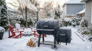A value-priced smoker with an insulation blanket for winter grilling in Canada; essential for maintaining heat in cold climates.