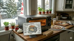Style guide showing Neapolitan and thick-crust pizzas made using an adjustable indoor electric pizza oven.