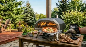 Un excellent four à pizza Ooni Karu 16 en action, parfait pour les soirées pizza en famille au Québec et partout au Canada.