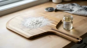 Infographic comparing the best pizza peel materials, contrasting a wooden peel for launching dough with an aluminum metal peel for turning and removing hot pizza.