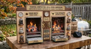 Value comparison showing local Canadian maple charcoal vs imported mesquite lump charcoal price and availability.