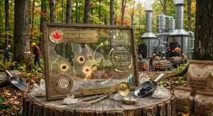 Meat pairing guide showing best uses for maple charcoal (érable) and mesquite charcoal for smoking meats in Canada.