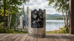 Lighting hardwood lump charcoal under $50 CAD in a chimney starter without lighter fluid.