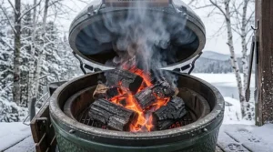 Year-round Canadian winter grilling using long-burning hardwood lump charcoal under $50 CAD.