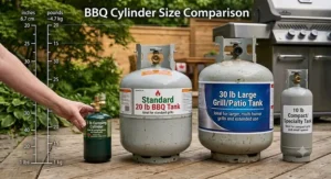 Storing a 20 lb propane tank for BBQ safely outdoors in a covered area during Canadian winter months.