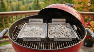 Residual ash production comparison between Weber briquettes and Kingsford briquettes after a full grill burn.