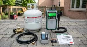 Complete home BBQ propane leak detector safety kit featuring digital display meter and emergency alarm