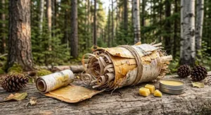 Eco-friendly natural fire starter made from eco-conscious Canadian birch bark and beeswax.
