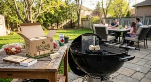 Non-toxic odourless fire starter cubes ready for lighting a family BBQ grill.